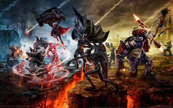 Doomsday (DC Comics) Joker Superman Diana Prince Barry Allen Green Arrow Cyborg (DC Comics) Wonder Woman Flash Batman video game Infinite Crisis HD Desktop Wallpaper | Background Image