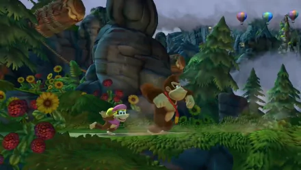 HD desktop wallpaper of Donkey Kong Country: Tropical Freeze featuring characters Donkey Kong and Diddy Kong in a vibrant jungle level.