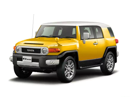 Yellow Toyota FJ Cruiser vehicle rendered as an HD PC desktop wallpaper on a clean white background.