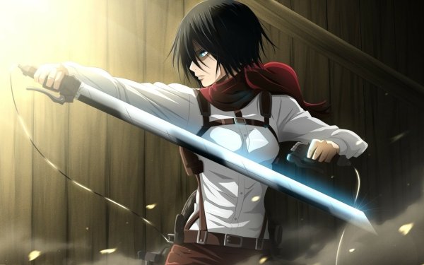 Anime Attack On Titan Mikasa Ackerman Short Hair Black Hair Weapon Scarf Attack on Titan HD Wallpaper | Background Image