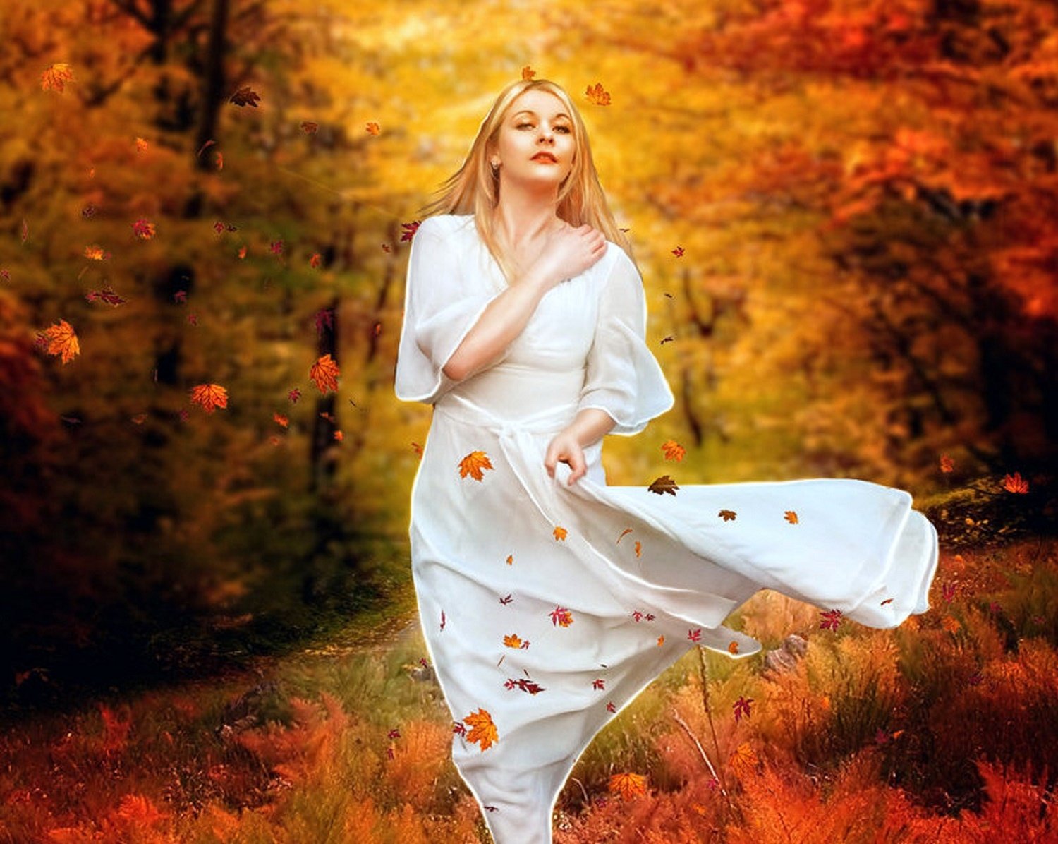 Download Wood Fall Woman Artistic Wallpaper | 1500x1196 | Wallpaper Abyss
