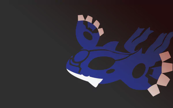 HD desktop wallpaper featuring the legendary Pokémon Kyogre from Pokémon: Omega Ruby and Alpha Sapphire, set against a dark gradient background.