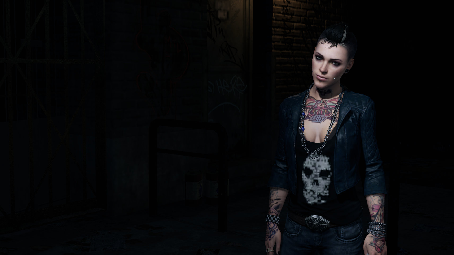 4K Ultra HD PC desktop wallpaper featuring a character from the video game Watch Dogs, standing in a dark, moody urban environment.