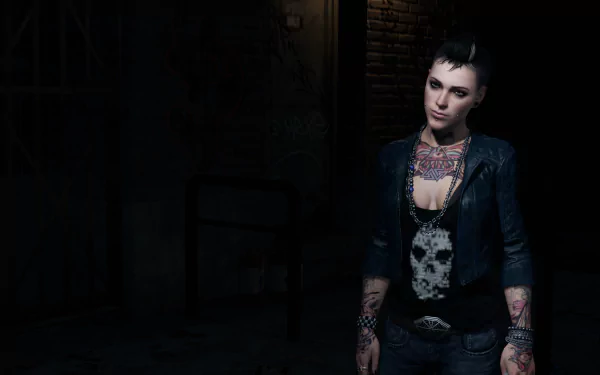 4K Ultra HD PC desktop wallpaper featuring a character from the video game Watch Dogs, standing in a dark, moody urban environment.