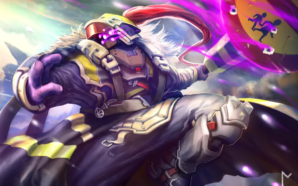 HD desktop wallpaper featuring Jax from League of Legends in dynamic combat pose against a vividly colored background.