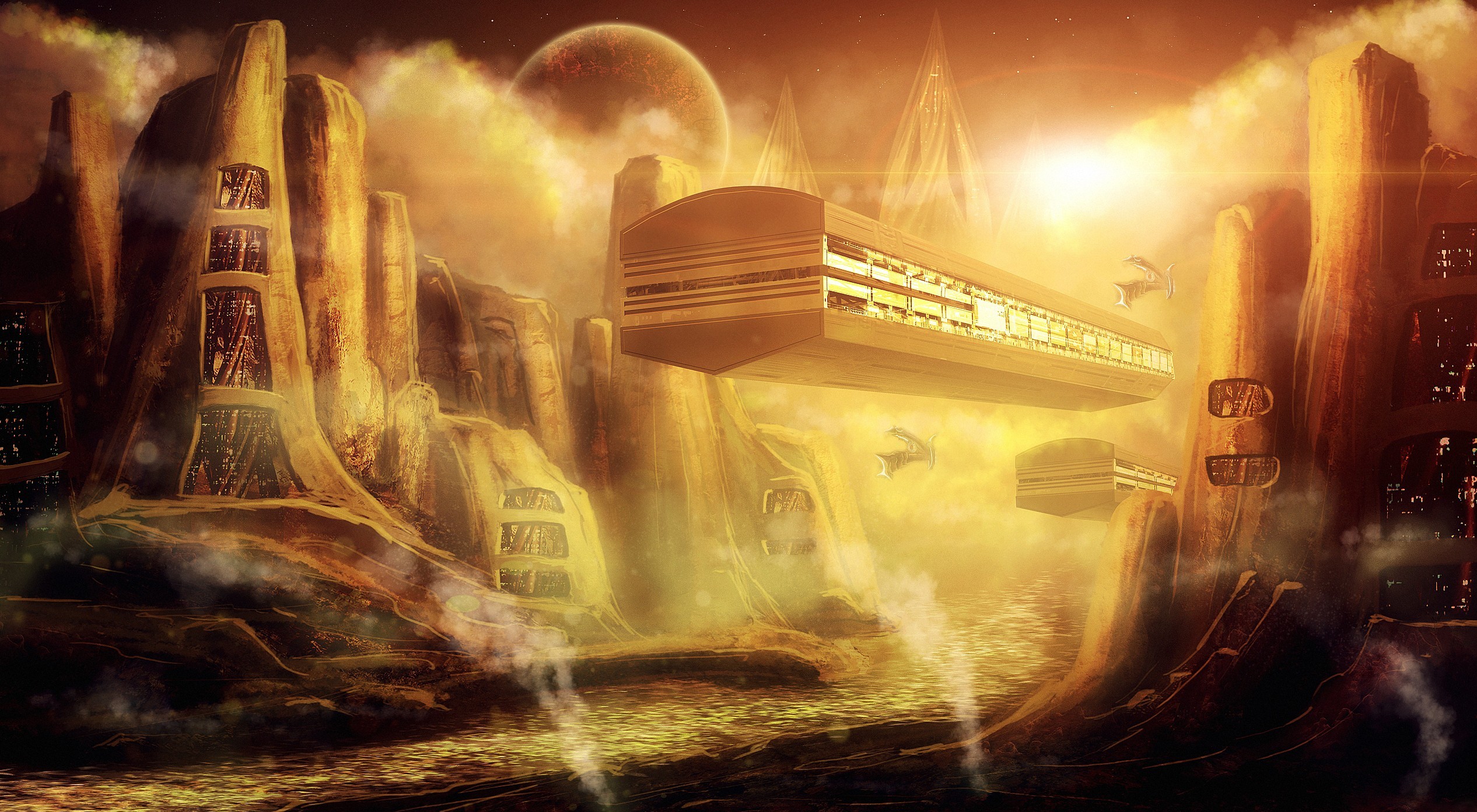Download Desert Mountain Sci Fi Landscape HD Wallpaper by gugo78