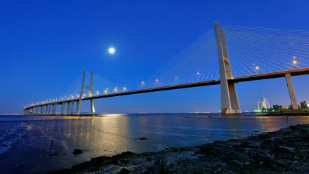 man made Vasco da Gama Bridge HD Desktop Wallpaper | Background Image