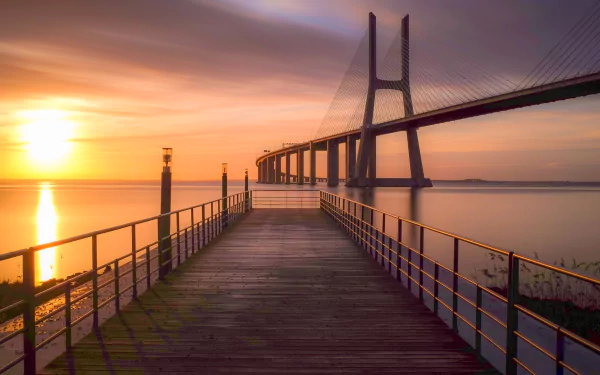man made Vasco da Gama Bridge HD Desktop Wallpaper | Background Image
