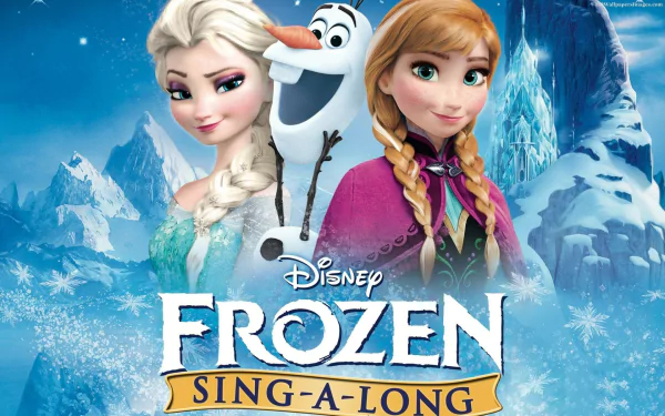 HD wallpaper featuring Elsa, Anna, and Olaf from Disney's Frozen, set against a snowy backdrop that captures the magic of the iconic movie.