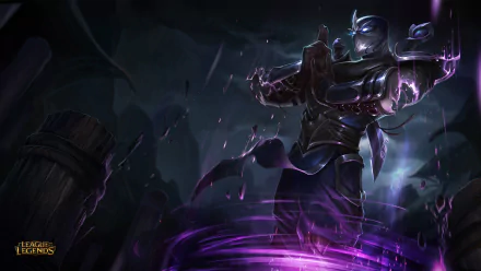 HD desktop wallpaper of Shen from the video game League of Legends, showcasing the Ionia region. The character is surrounded by a dark, mystical aura, exemplifying his ninja-themed aesthetic.