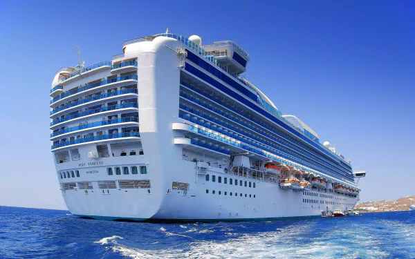 HD PC desktop wallpaper and background: the Ruby Princess cruise ship (vehicle) gliding on deep blue sea under a clear sky.