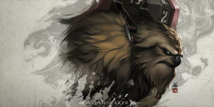 High-definition desktop wallpaper featuring the character Earthshaker from the video game DotA 2, showcasing dynamic art and rich textures in a captivating design.