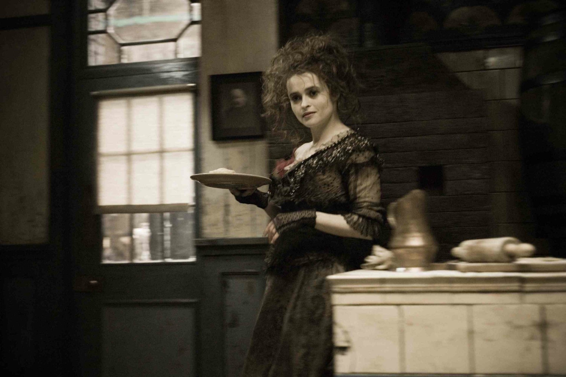 HD desktop wallpaper featuring Helena Bonham Carter in character from Sweeney Todd: The Demon Barber of Fleet Street in Concert.