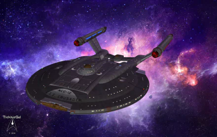 4K Ultra HD Star Trek Sci-Fi wallpaper featuring the USS Enterprise NCC-1701 spacecraft against a vivid purple and blue cosmic background.