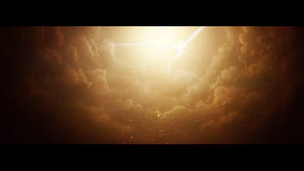 A vibrant fantasy scene featuring a glowing sky filled with dramatic clouds, evoking a sense of heaven and magic, enhanced by the presence of a majestic dragon. HD wallpaper background.