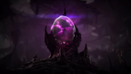 HD desktop wallpaper featuring a dark, ominous alien creature from the video game StarCraft II: Heart of the Swarm with glowing purple energy in a shadowy environment.