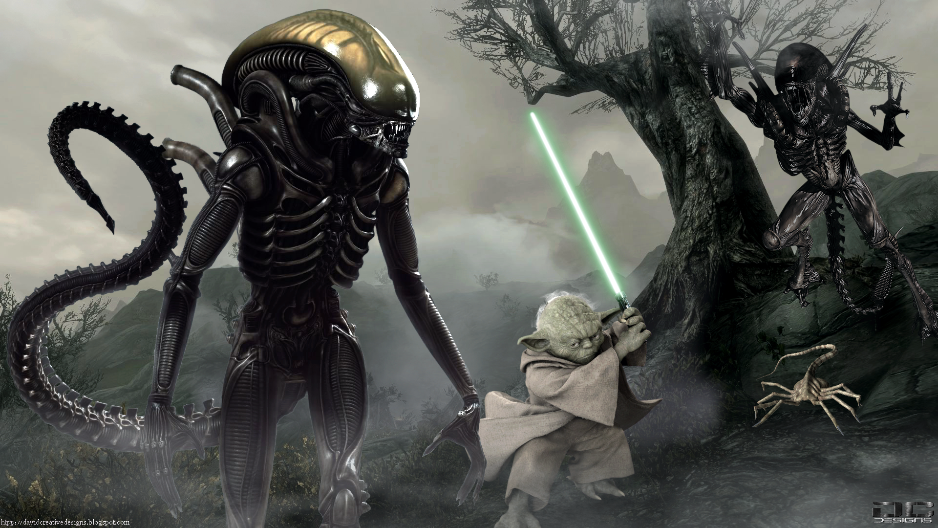 Aliens Vs Yoda HD Wallpaper  Background Image  1920x1080 