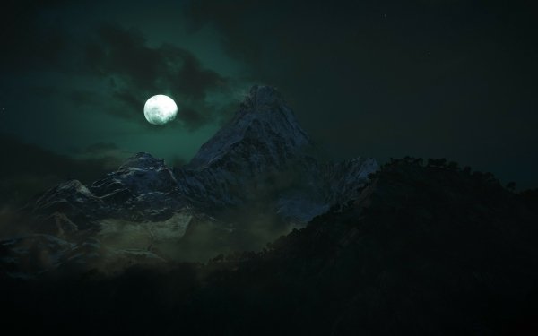 Nature Mountain Mountains Moon Night Cloud HD Wallpaper | Background Image