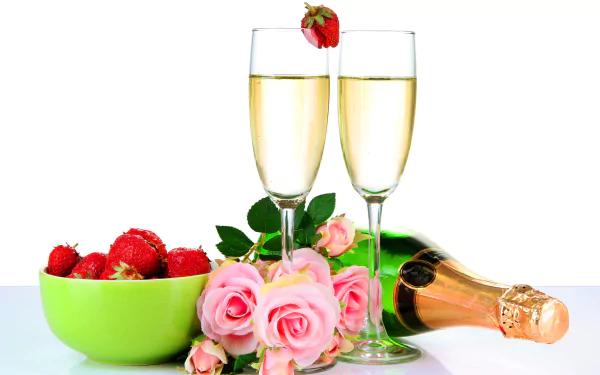 rose strawberry champagne photography still life HD Desktop Wallpaper | Background Image