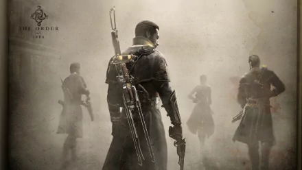 HD PC wallpaper featuring a group of Victorian-era soldiers from the video game The Order: 1886, set against a foggy, sepia-toned background.