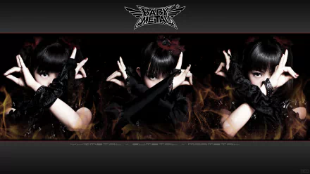 A dynamic HD wallpaper featuring Babymetal, showcasing Japanese metal idols in striking poses, embodying heavy metal energy and a bold musical style.
