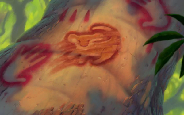 HD PC desktop wallpaper from the movie The Lion King (1994) featuring the iconic lion paw print marking on a tree trunk.