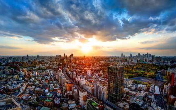Man Made Tokyo Cities Japan Sky Cloud Sunset Skyscraper Panorama HD Wallpaper | Background Image