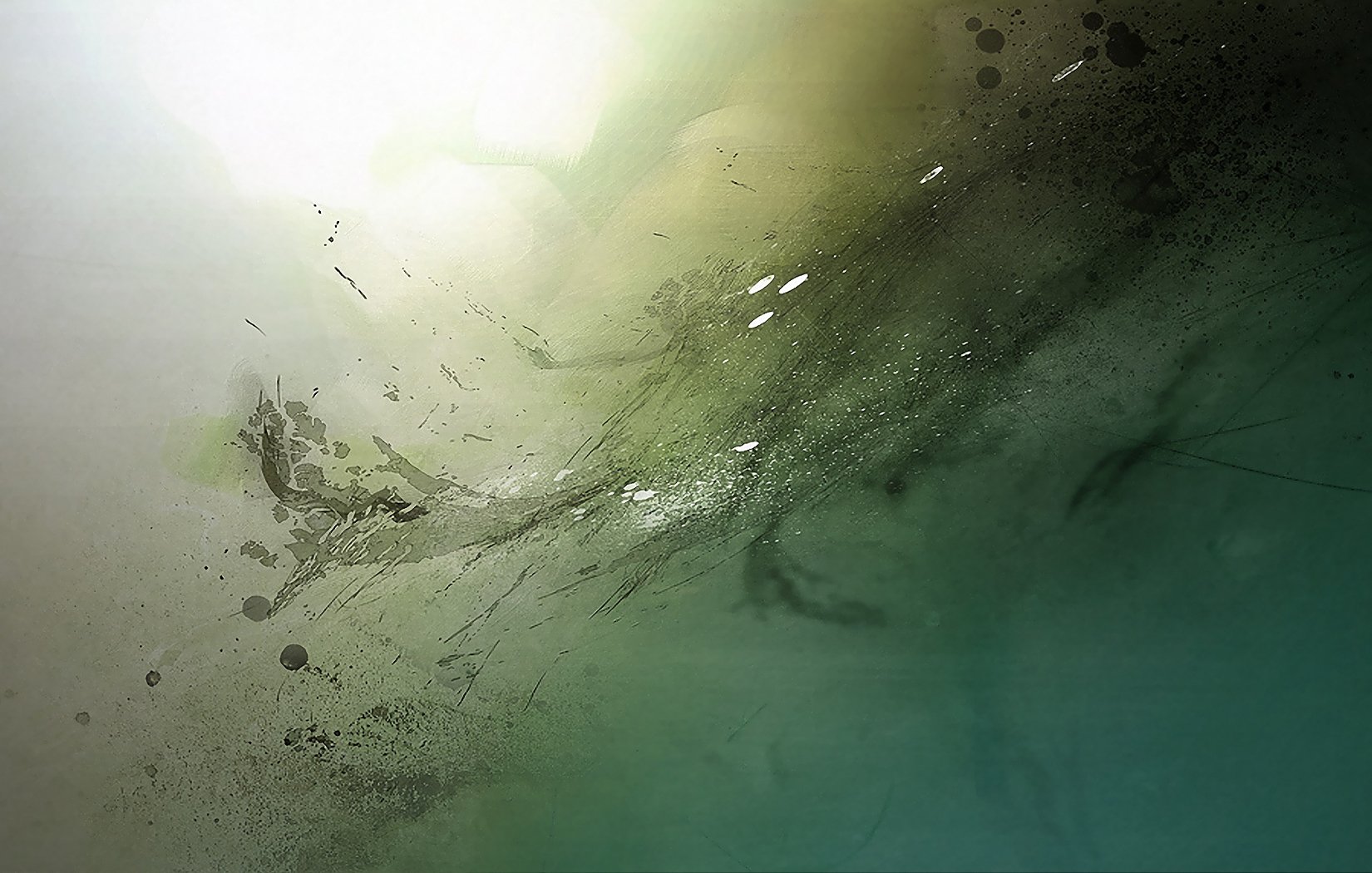HD desktop wallpaper featuring an abstract CGI artwork with textured patterns and a blend of green and yellow colors.
