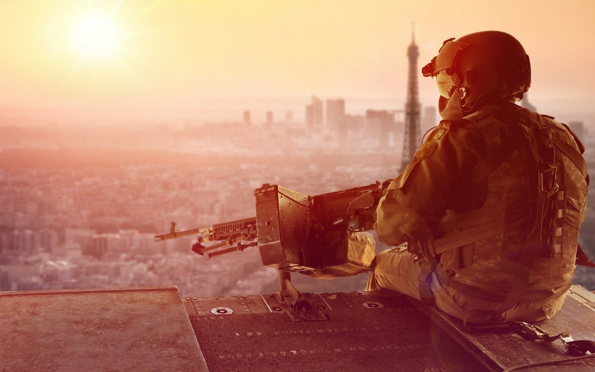 Elite Soldier Overlooking Cityscape | HD Military Wallpaper | 1920x1200 ...