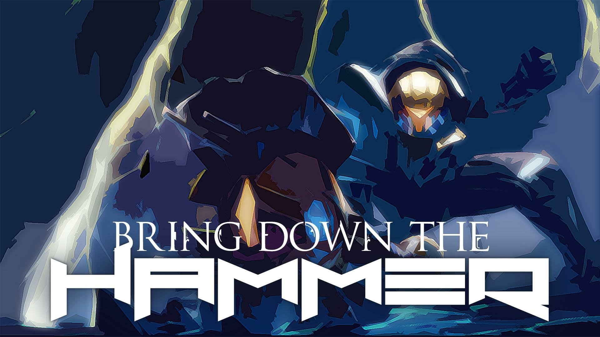 HD wallpaper featuring Jayce from League of Legends, showcasing an action-packed scene with the bold text Bring Down the Hammer against a dynamic background.