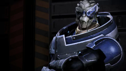 HD PC desktop wallpaper featuring Garrus Vakarian, a prominent character from the video game Mass Effect, depicted in detailed armor.