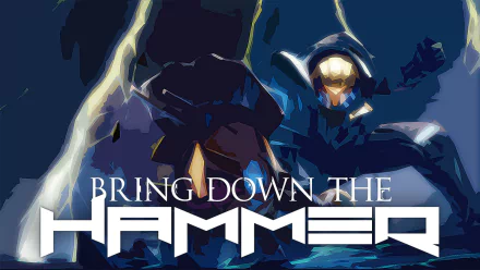 HD wallpaper featuring Jayce from League of Legends, showcasing an action-packed scene with the bold text Bring Down the Hammer against a dynamic background.