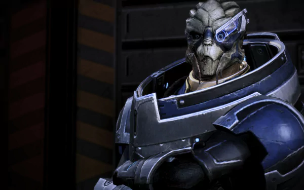 HD PC desktop wallpaper featuring Garrus Vakarian, a prominent character from the video game Mass Effect, depicted in detailed armor.