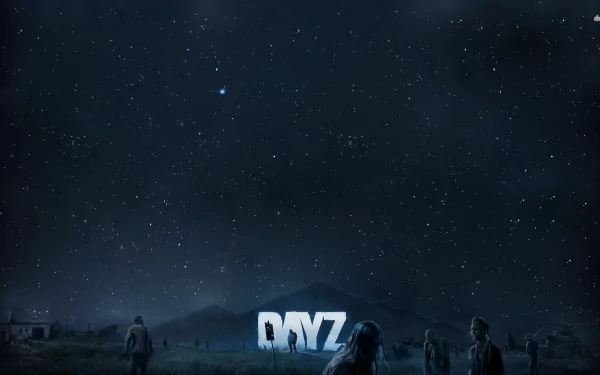 HD PC desktop wallpaper featuring a starry night sky and silhouetted figures from the video game Arma 2: DayZ Mod.