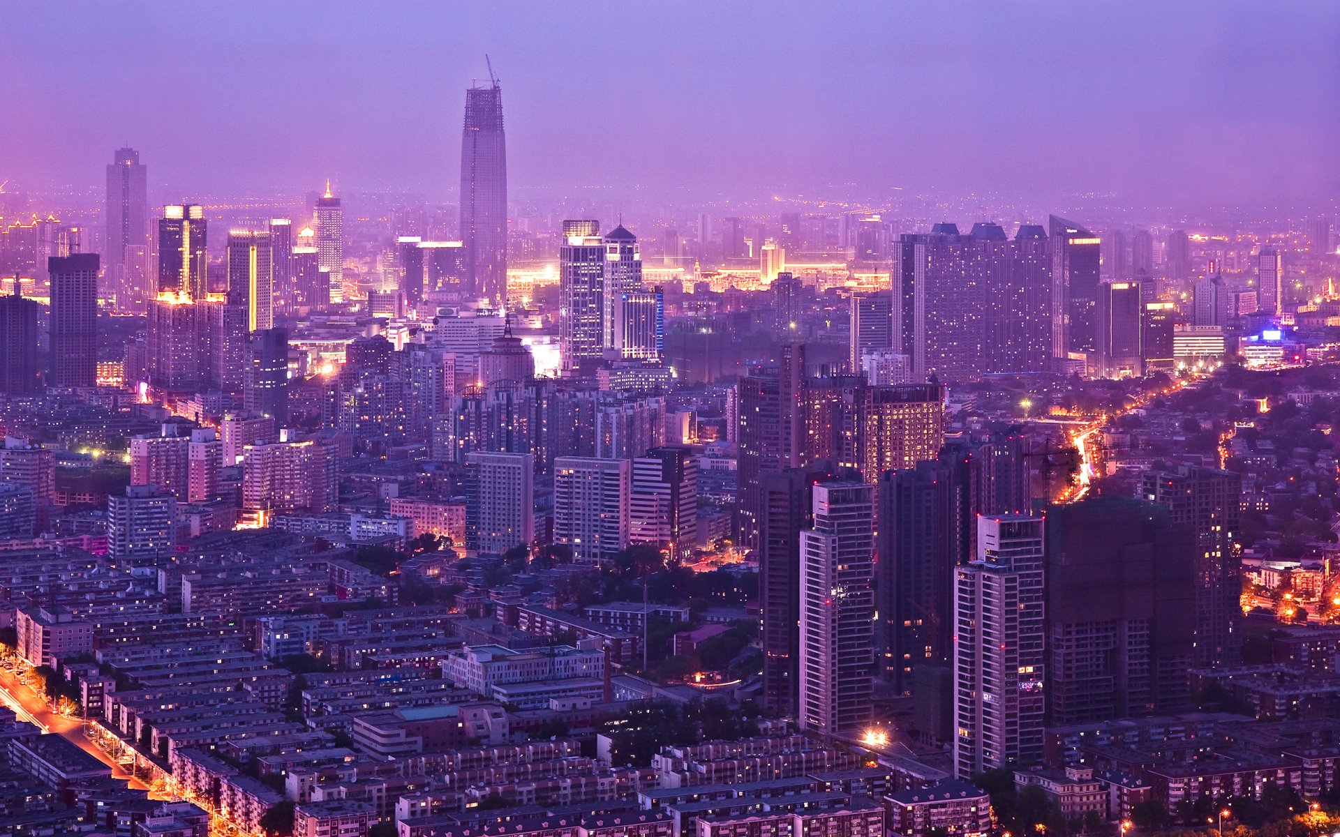 Download City Night China Man Made Tianjin HD Wallpaper