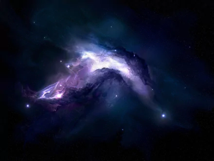 HD desktop wallpaper featuring a vibrant depiction of a galaxy with swirling blues and purples set against a starry space backdrop, capturing a sci-fi aesthetic.
