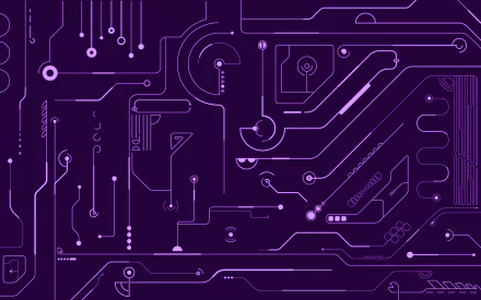 HD PC desktop wallpaper featuring a detailed purple circuit board design representing advanced technology themes.