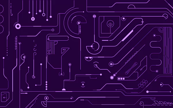 HD PC desktop wallpaper featuring a detailed purple circuit board design representing advanced technology themes.