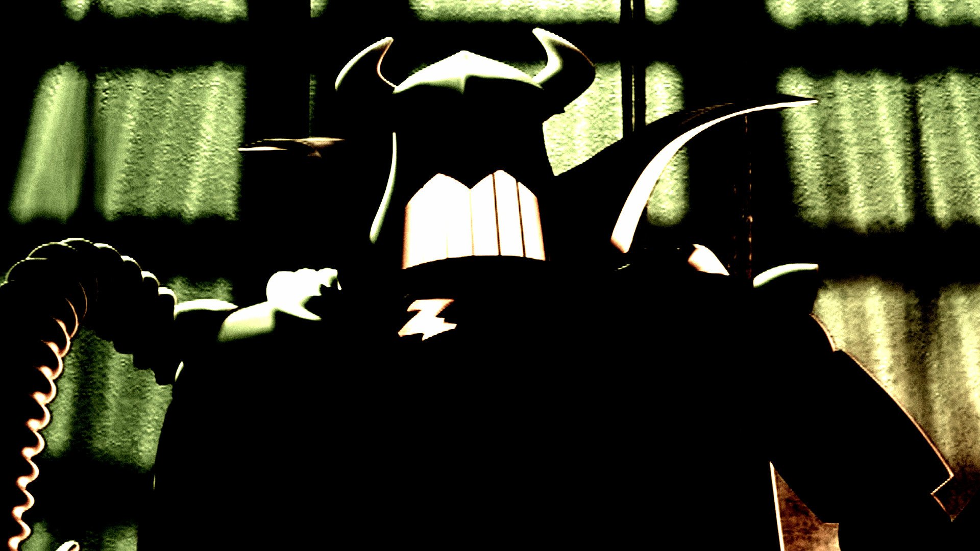 HD PC desktop wallpaper/background showing Toy Story villain Emperor Zurg in a dramatic backlit silhouette, menacing pose from the Toy Story 2 movie.