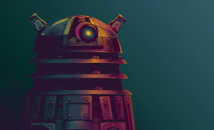 A detailed HD desktop wallpaper featuring a Dalek from the TV show Doctor Who (2005), showcasing its iconic design against a subtle gradient background.
