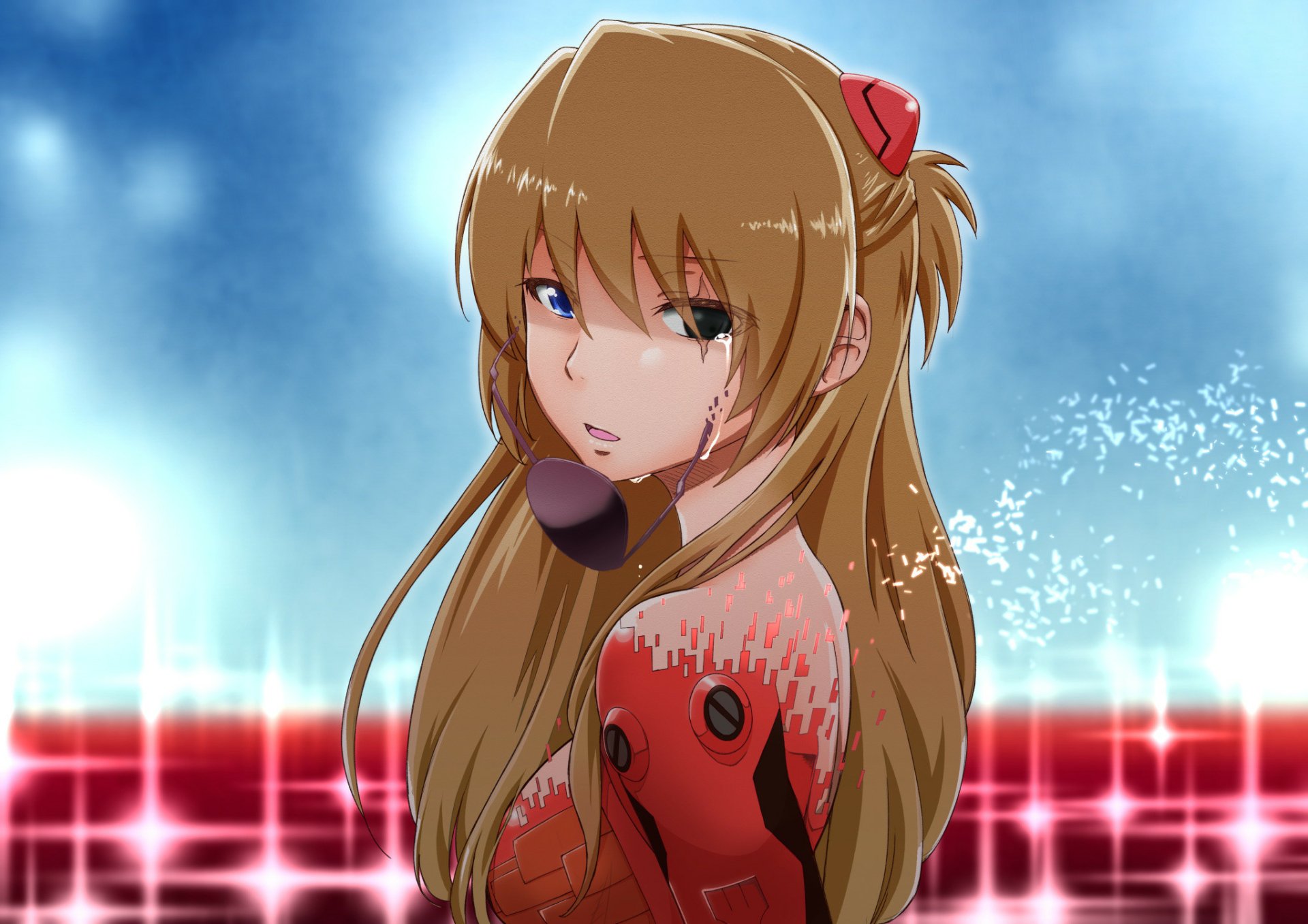 HD wallpaper featuring Asuka Langley Sohryu from Neon Genesis Evangelion, showcasing her iconic look in a visually striking background inspired by Evangelion: 3.0 You Can (Not) Redo.