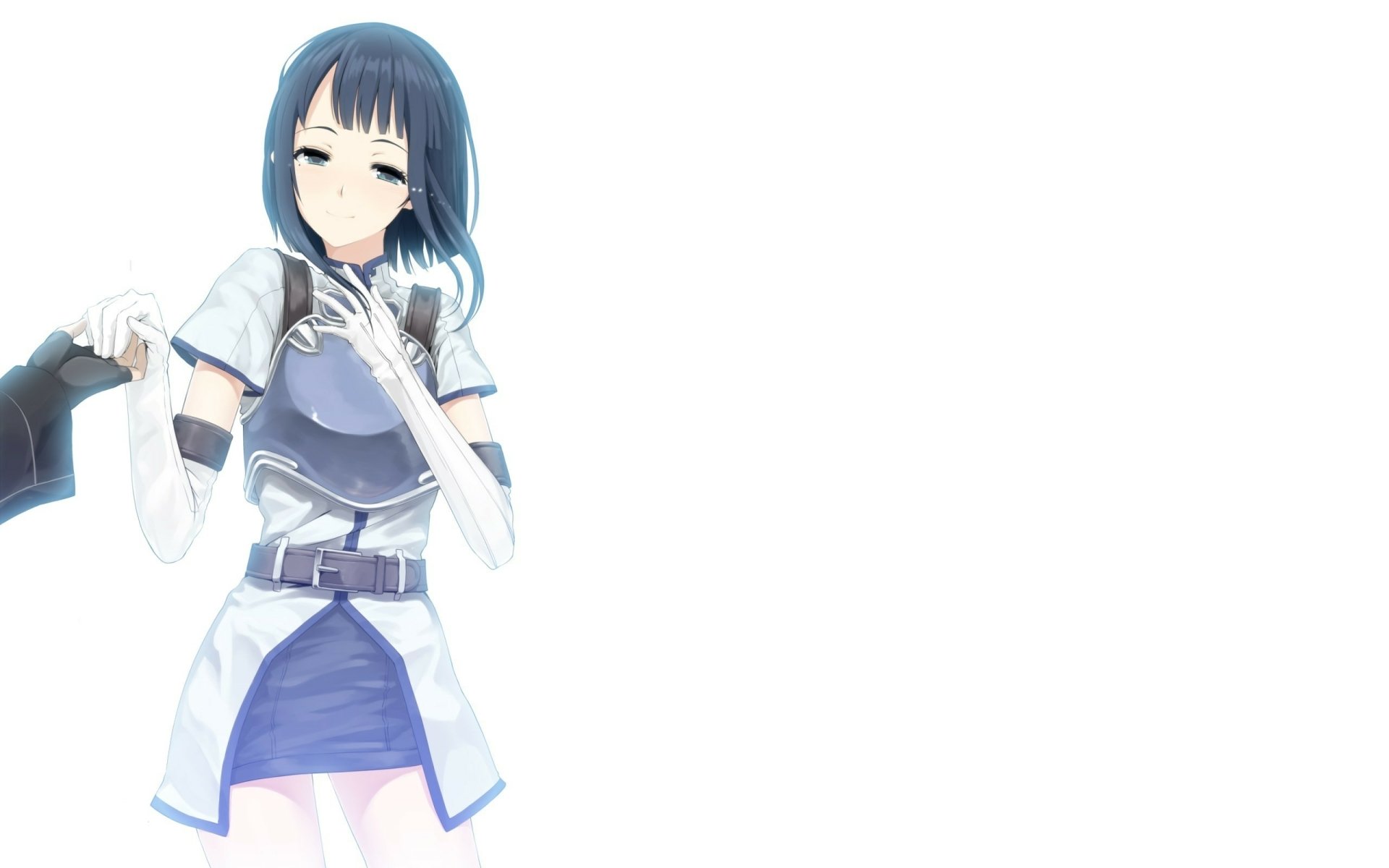 A high-definition wallpaper featuring Sachi from Sword Art Online, showcasing her blue eyes and distinct outfit against a clean background.