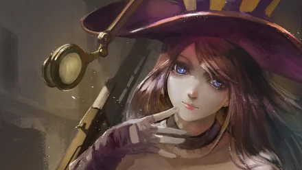 HD PC desktop wallpaper featuring Caitlyn from the video game League of Legends, showcasing her with a detailed, stylized look and a large sniper rifle in the background.