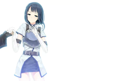 A high-definition wallpaper featuring Sachi from Sword Art Online, showcasing her blue eyes and distinct outfit against a clean background.