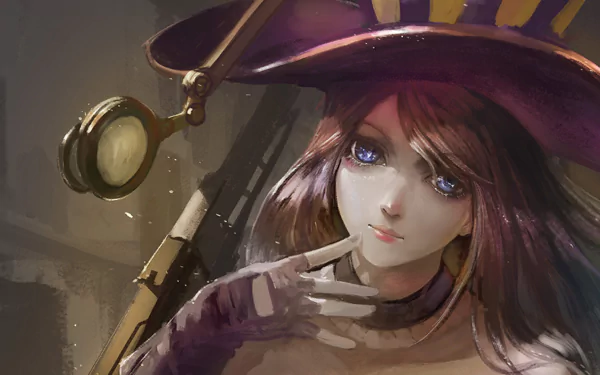 HD PC desktop wallpaper featuring Caitlyn from the video game League of Legends, showcasing her with a detailed, stylized look and a large sniper rifle in the background.