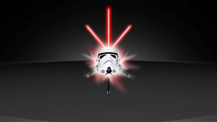 4K Ultra HD Star Wars desktop wallpaper featuring a clone trooper helmet with red lightsaber beams against a dark sci-fi background.
