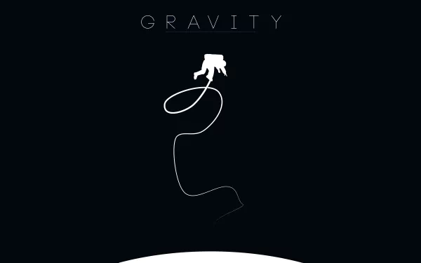 A minimalist 8K Ultra HD wallpaper featuring the movie Gravity (2013), showcasing a lone astronaut silhouette against a dark background.