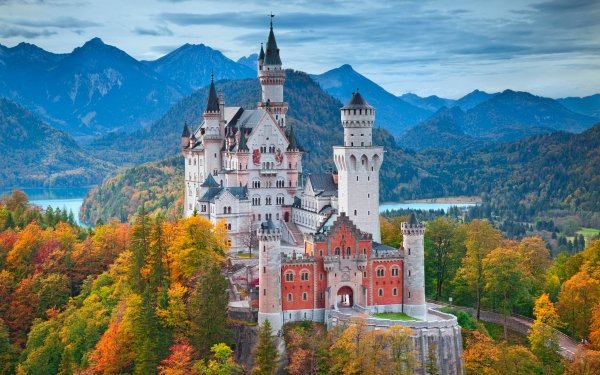 Man Made Neuschwanstein Castle Castles Germany Bavaria Fall Nature Landscape Mountain HD Wallpaper | Background Image
