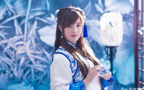 tea set tea cup Taiwanese asian model woman Yu Chen Zheng HD Desktop Wallpaper | Background Image