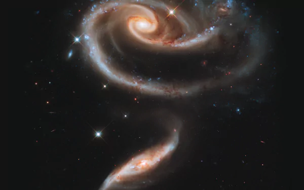 4K Ultra HD NASA Sci-Fi wallpaper showing a detailed spiral galaxy with glowing stars and cosmic dust against the dark expanse of space.